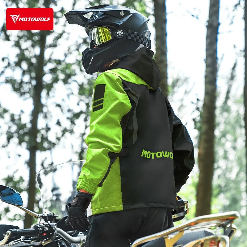Cycling Commuter Rain Jacket - Motowolf عاكس دراجة نارية سترة المطر