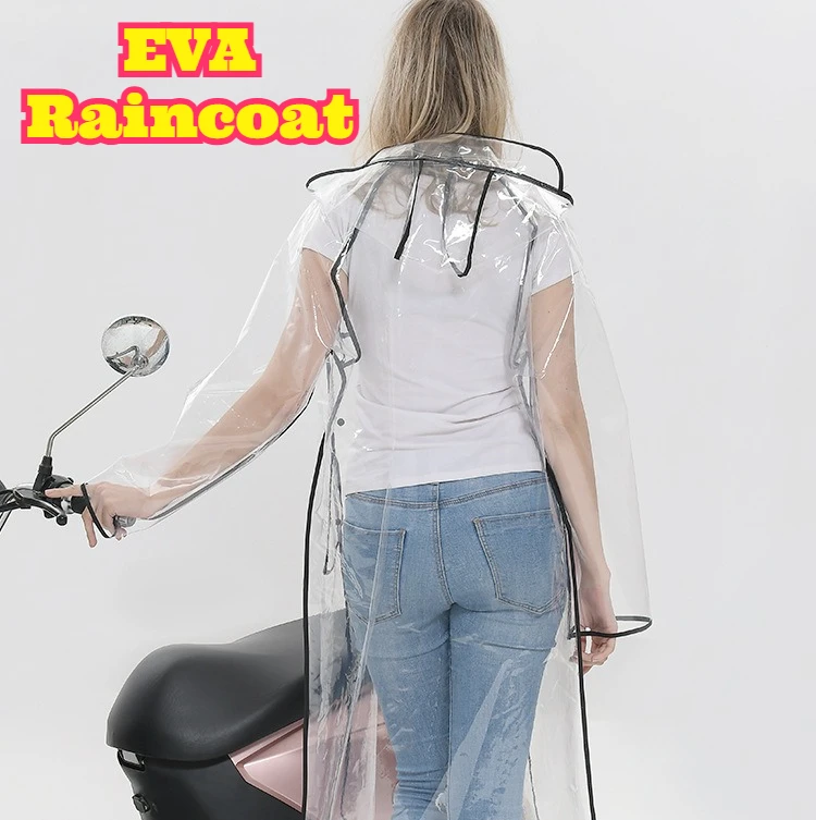 معطف مطر طويل شفاف من مادة EVA - مراجعة Waterproof Cycling Commute وسعره